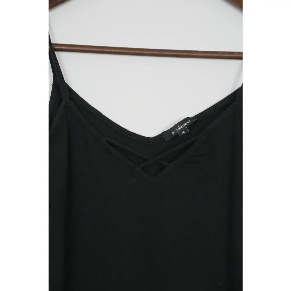 Ambiance Cold Shoulder Top‎ Kids Medium Black Lattice V-Neck Strappy Tee